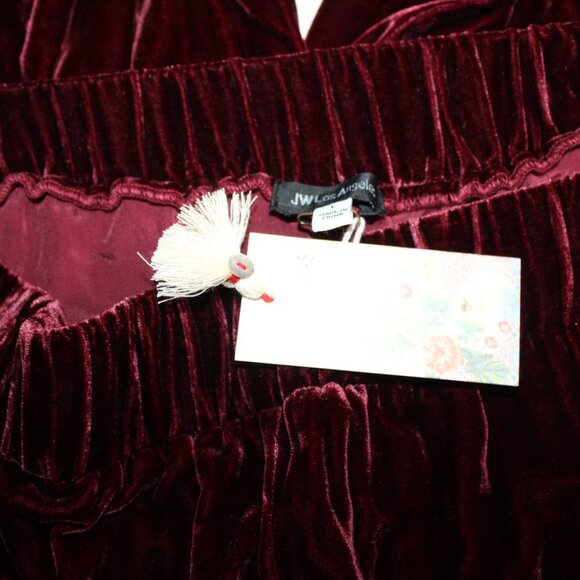 NWT Johnny Was Biya JW Los Angeles Black Velvet Tiered Wide Leg Pants Pant - Picture 8 of 8